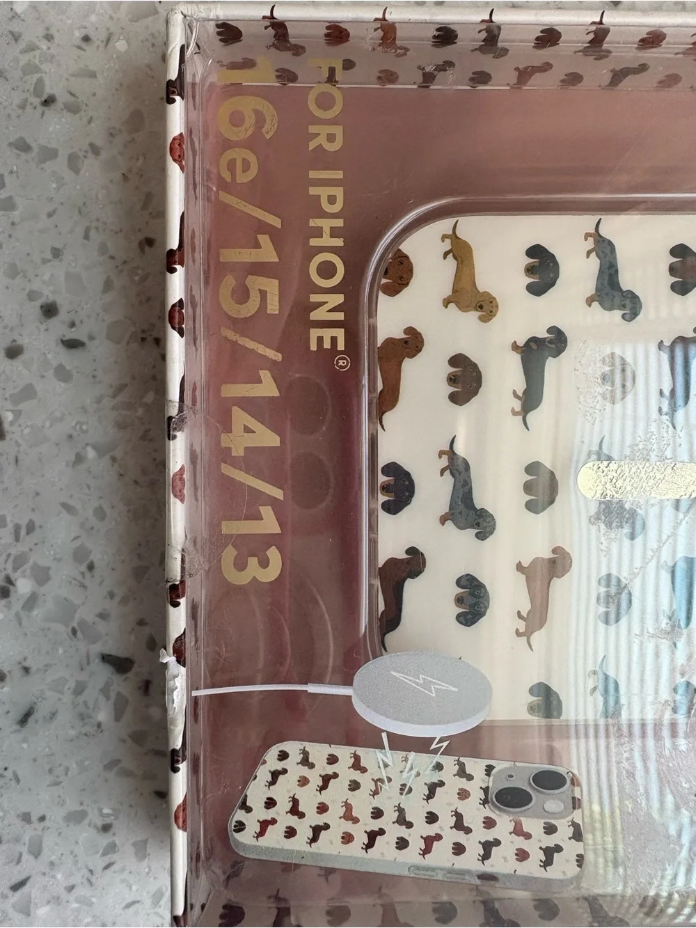 NIB XO Poppy Dachshund Pattern White iPhone Case - MagSafe Compatible